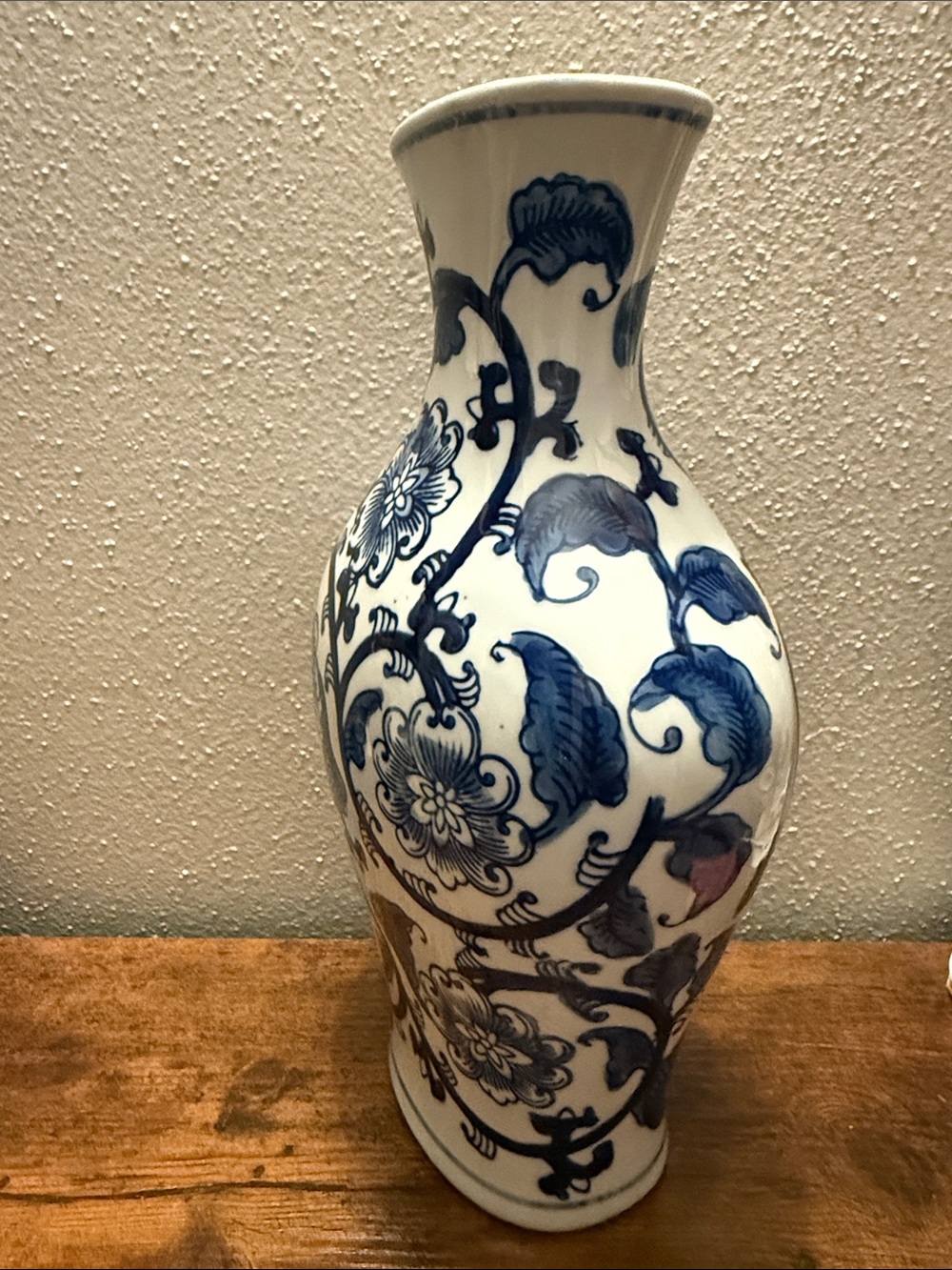 Blue and White Floral Ceramic Vase Approx 11” - Picture 6 of 16